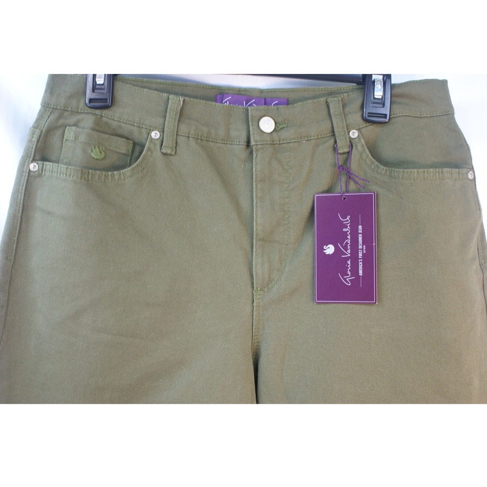 Gloria Vanderbilt Amanda Slimming Tapered Leg Jeans Olive Green 12 Average NWT - Picture 2 of 10